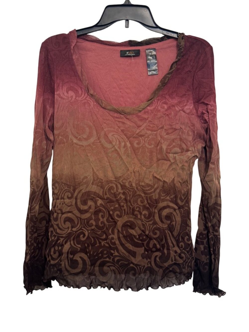 Ratio Liz Claiborne Womens XL Long-Sleeve Knit Top Burgundy Brown